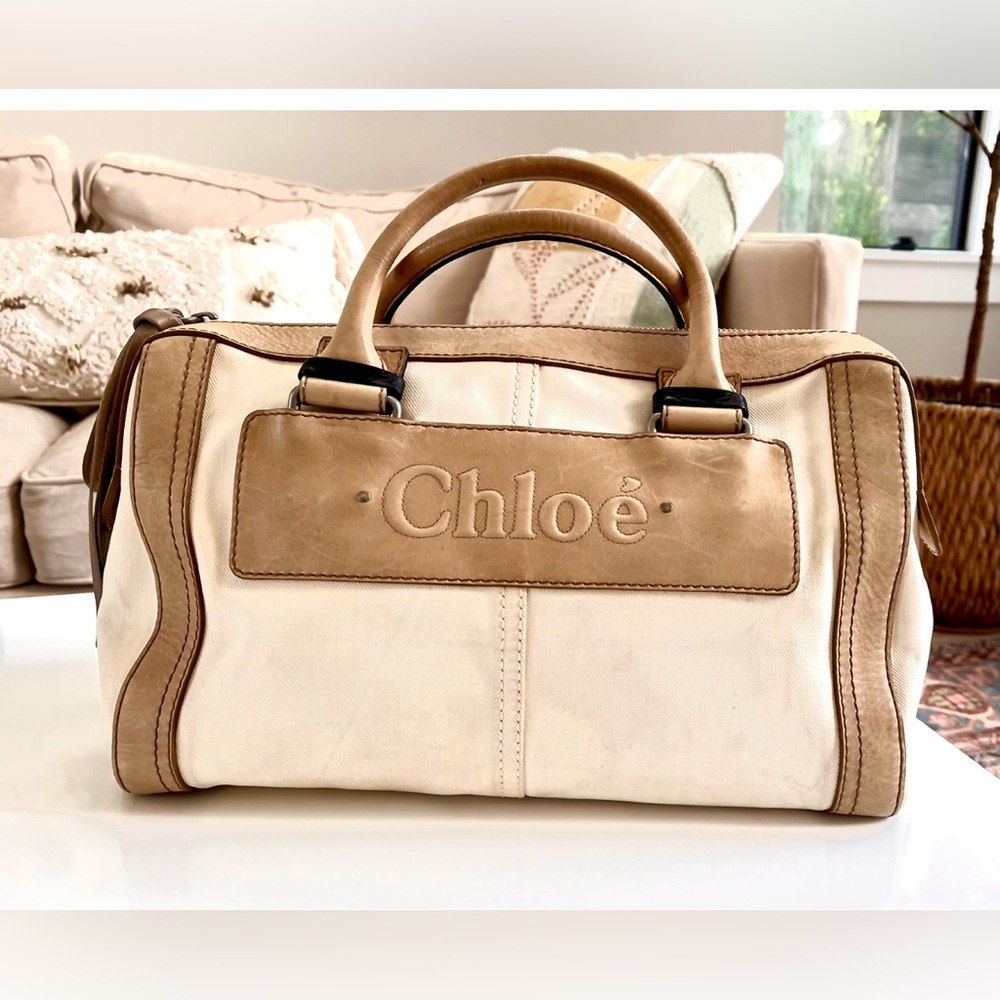 Chloé Leather & Canvas Top Handle Bag